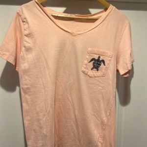 Exist Peach Short Sleeve Woman’s Tee with Turtle Pocket